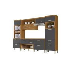 Cozinha Modulada Nesher Princesa 5pçs (1 Armário + 2 Balcões + 2 Paneleiros) C5P22 Freijo/Grafite