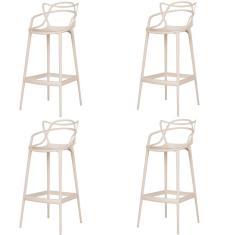 Kit 4 Banqueta Aviv Allegra Solna Fratini 109 Cm (altura) Polipropileno Cor Fendi