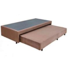 Cama Box Bicama Auxiliar Solteiro Suede Espuma 8cm 40x88x188 Marrom