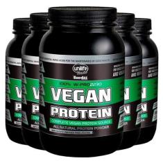 Kit 5 Vegan Protein Unilife Sabor Chocolate 900G