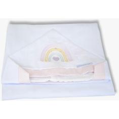 Toalha De Banho Malha Forrada Com Fralda Boneca Rosa