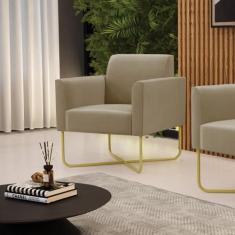 Poltrona Base X Industrial Dourado Marisa Suede Marrom Rato - DRossi