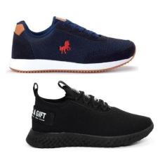 Kit de Tênis Masculino Caminhada Academia 2 Pares BF Shoes-Masculino