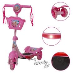 Patinete Infantil Barbie Musical Cesto Luzes Para Crianças - Toys 2U