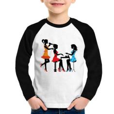 Camiseta Raglan Infantil Salão de Beleza Cabeleireira e Manicure Manga