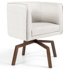 Poltrona Decorativa Giratória Betina C-443 Linho Bege Domi Móveis