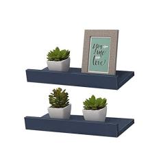 Kit 2 Prateleiras Porta Quadros 80 x 15cm azul Suporte Invisível