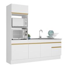 Armário De Cozinha Compacta 212cm V2113 Branco Dourado