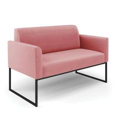 Sofá Namoradeira Base Industrial Preto Marisa Suede D03 - D\`rossi Cor Rose