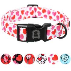 Coleira de Dia dos Namorados MR. CHUBBYFACE Love Dog Collar Cute Boy Girl Dog Collars para cães pequenos, médios e grandes