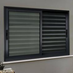 Veneziana Elite 3 Folhas Moveis 120 X 150 Vidro Liso Preto