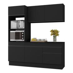 Armário De Cozinha Compacta 3 Peças Com Rodapé Mp2177 Made Multimóveis Preto Preto