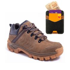 Kit Tênis Adventure Baru em Couro Legítimo + Porta Cartão Slim-Masculino