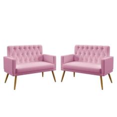 Kit 2 Poltronas Namoradeiras Decorativas Vega Com Rodapé E Botões Capi