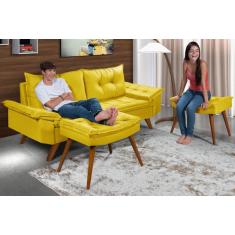 Sofa Bariloche 3 Lugares com duas Banquetas Marrom Essencial Estofados