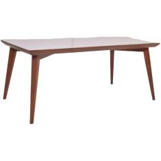 Mesa Elegance Em Madeira Maciça 180x100 Com Vidro Off-white Castanho