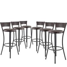 Kit 6 Banquetas Alta Forts Fibra Proteção UV Bancada, Área Gourmet, Ba