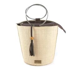 Bolsa Feminina Palha Cesto Alça Metal Zíper Lisa Casual