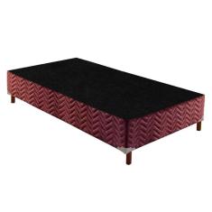 Cama Box Base Universal Solteiro Sommier Rústico Bordado Wine (96x203x30) - Paropas