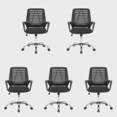 Kit 5 Cadeiras para Escritório Diretor Tela Mesh Toronto