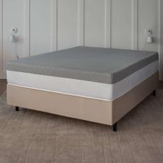Cama Box Queen Bege com Colchão Guldi Dream Mola Ensacada (30x158x198) Cinza e Branco