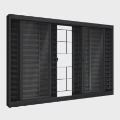 Janela de Aço Veneziana de Correr Central com Grade Quadrada 6 Folhas 100x200cm Aço Pronto