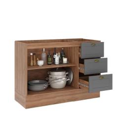 Balcão Gabinete De Pia Milla 2 Portas 3 Gavetas Nog-cinza 120cm Carraro