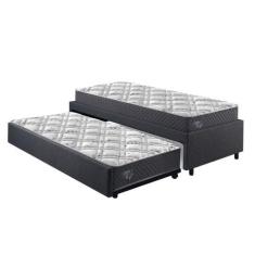 Bicama Box Solteiro 88x188 Linho com Dois Colchões Adapto Molas Ensaca