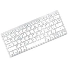 Teclado Sem Fio Ultra Fino Bluetooth Para Tablet e Celular, Computador, Android, Note, Com Tecla "Ç", Tecla “COMMAND” Padrão ABNT2 Layout Nacional Brasileiro (Cinza Metalizado)