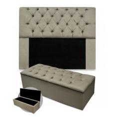 Kit Cabeceira Casal Mirage 140 cm Mais Calçadeira Mirage 140 cm Suede 