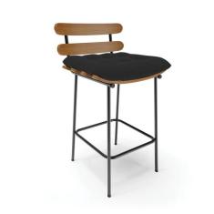 Banqueta Costela Veludo Base Metálica Preto J01 - D'Rossi - D Rossi, P