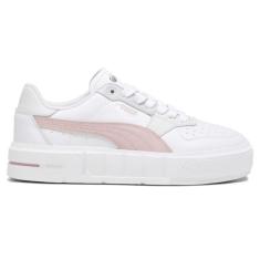Puma Tênis feminino Cali Court com cadarço casual - branco, Puma Branco/Rosa Futuro, 37