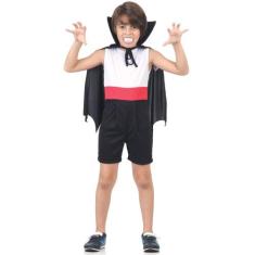 Fantasia Vampiro Infantil Curto com Capa e Dentadura - Halloween - Sul