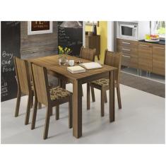 Conjunto Sala de Jantar Rosie Madesa Mesa Tampo de Madeira com 4 Cadei