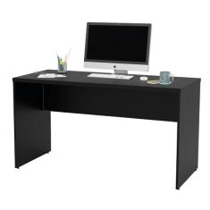 Mesa de Escritório Reta Profissional 140x60cm com Pé Painel, Tampo MDP 30mm, Pé e Saia em MDP 15mm, Mesa Funcional para Home Office e Uso Corporativo Netmobil (Preto)