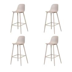 Kit 4 Banquetas Altas Miami Abi Moderno Aço Assento Plástico 101,50 Cm Nude Fratini