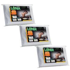 Kit com 3 Travesseiros Modelo Cervical em Látex - MarcByan