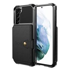 Estojo de couro carteira magnética para Samsung Galaxy S22 Ultra S21 S20 Plus S21FE A12 A52 A52S A72 A12 A33 A53 A73 Stand Card Cover, preto, para Galaxy S22 Plus