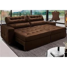 Sofá de Couro Legítimo Retrátil Automático 2,35m Cama Inbox Gran Vitalysoftgeld40 Caramelo