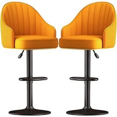 Conjunto De 2 Banquetas De Bar, Banquetas Giratórias Ajustáveis ​​em Altura De Balcão Com Encosto, Cadeiras De Bancada Altas De Couro PU Modernas Para Ilha De Cozinha/bar De Balcão E Sala De Janta