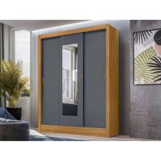 Guarda Roupa Solteiro Moval Bolívia Freijó Cinza Com Espelho