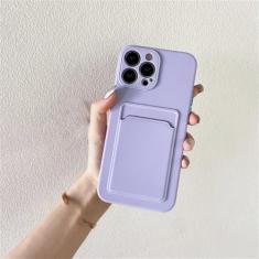 Capa de telefone de silicone macio para iPhone 14 11 12 13 Pro Max XR X XS Max 6 6S 7 8 Plus SE 2020 12 Mini 13Pro Capa para cartão de carteira, roxo, para iPhone 6, 6S