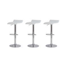 Kit 3 Banquetas Tóquio Belo Horizonte Branca Base Giratória