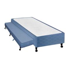 Cama Box Base c/Auxiliar Solteiro Poli Tecido Blue (78x188x27) - Castor