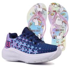 Tenis Infantil De Amarrar Meninas Leve Desenhos LIGHT + Chinelo - CALC