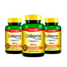 Kit 03 Colageno Hidrolisado com Vitamina C 400mg 60 Capsulas Loja Maxi