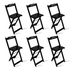 Kit 6 Banquetas Bistrô de Madeira Dobravel Jack Daniel's Preta - TARIM