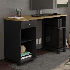 Escrivaninha Million Preto Acetinado/Nature - Patrimar Móveis