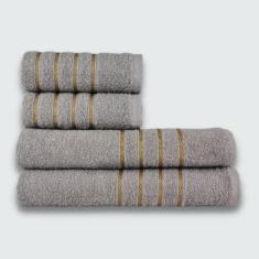 Jogo de Toalha 4 peças Coleção Montreal 100% Algodão Cinza - Toalhas B