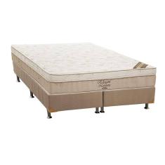 Cama Box Queen: Colchão Molas Ortobom Nanolastic Elegant + Base Crc Suede Bege(158X198)
